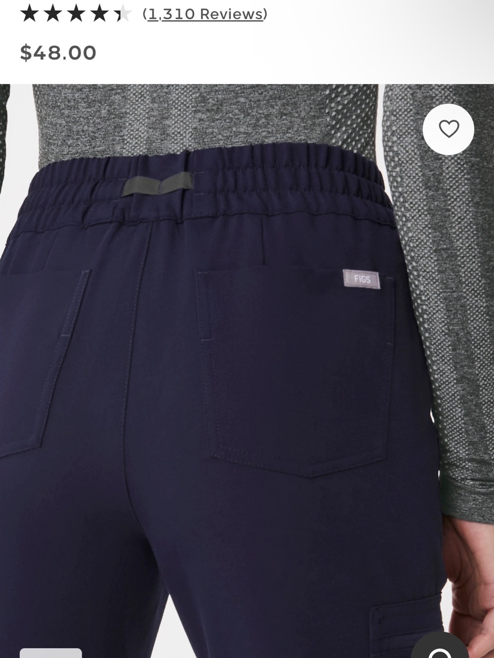 FIGS Uman Relaxed Jogger Scrub Pants — Navy | M Petite - Picture 3 of 3